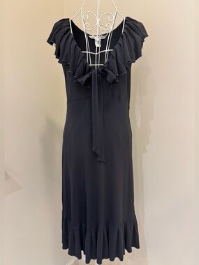 Diane von Furstenberg Dark Gray Ruffle-Trim Mini Dress Size 10